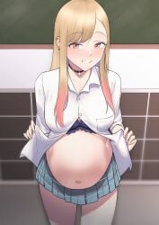 1girls belly big_belly big_breasts blonde_hair bra breasts female inonice01 kitagawa_marin onononon_one pregnant pregnant_female pregnant_schoolgirl red_eyes school_uniform schoolgirl skirt sono_bisque_doll_wa_koi_wo_suru teenage_girl teenage_pregnancy wholesome wholesome_pregnancy