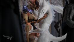 16:9 3d_(artwork) 4k absurd_res against_surface against_wall anthro blender_(software) breasts collar digital_media_(artwork) divinity:_original_sin_2 divinity_(series) duo erection female female_penetrated fluffy fluffy_tail forced fur genitals hair hi_res lizard_(divinity) male male/female male_penetrating male_penetrating_female mysteryboy18 nipples nude penetration penis public public_sex punishment pussy questionable_consent rape reptile restrained restrained_arms restraints scales scalie sergal sex spread_legs spreading standing standing_sex vaginal_penetration watermark white_body white_fur widescreen