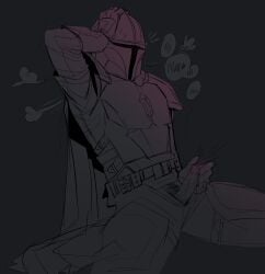 1boy armor belt blush cape din_djarin erection helmet male male_only mandalorian masturbation moaning mostly_clothed open_fly pants penis_blush penis_out precum solo star_wars the_mandalorian wretchedriot