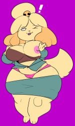 2022 animal_crossing anthro big_breasts breasts female isabelle_(animal_crossing) nintendo nipples onetiredbear tagme thick_thighs wide_hips