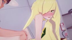 . 1boy 2girls 3d animated ash_ketchum ass blonde_hair blush bottomless feathermaple female hanefuu human lillie_(pokemon) lusamine_(pokemon) mother_and_daughter mp4 no_sound open_mouth pokemon pokemon_sm satoshi_(pokemon) sex tagme video