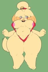 2022 animal_crossing anthro big_breasts breasts cleavage female isabelle_(animal_crossing) nintendo nipples onetiredbear tagme thick_thighs wide_hips