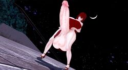 3d areola_slip ball_expansion big_breasts camtri dress erection feet futa_monster futa_only futanari gigantic_penis huge_balls huge_breasts koikatsu no_panties outdoors penis red_hair testicles toes wide_hips yellow_eyes