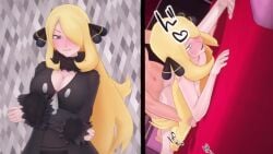 1boy 1boy1girl 1girls 3d animated blonde_hair blushing cynthia_(pokemon) defeated doggy_style dubious_consent feathermaple from_behind human instant_loss_2koma nintendo no_sound pinned_down pokemon pokemon_dppt rape satoshi_(pokemon) straight tagme video