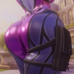 3d ass ass_focus big_ass blue_skin bodysuit bubble_butt clothed clothing cpt-flapjack dat_ass female female_only lieutenant_flapjack outside overwatch solo thick_thighs wide_hips widowmaker