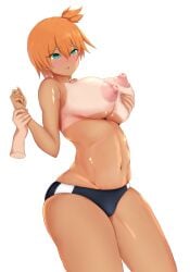 1girls alternate_breast_size armpits ass asymmetrical_hair bare_legs blush breast_grab breasts clothing cowboy_shot disembodied_hand female female_only female_solo game_freak groping gym_leader hand_grab hi_res high_resolution huge_breasts kasumi_(pokemon) large_ass large_breasts legs navel nintendo nipples orange_hair pokemon pokemon_(anime) pokemon_(classic_anime) pokemon_rgby ponytail ranhatu red_hair shirt short_hair side_ponytail solo tan_body tan_skin tank_top tattoo thick_thighs thighs tied_hair tomboy underboob wide_hips