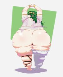 1girls ass bbw big_ass fat fat_ass female green_hair huge_ass kid_icarus kid_icarus_uprising nintendo obese overweight palutena pivk00 thick_thighs thighs