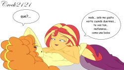 adagio_dazzle crock21211 equestria_girls female_only my_little_pony spanish_text sundagio sunset_shimmer tagme yuri