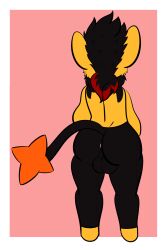 anthro anthrofied anus ass balls black_body black_fur chillyspicky fur furry furry_only genitals hi_res luxio male male_only mammal mohawk nintendo pokémon_(species) pokemon shiny_pokémon solo standing tadeo_(chillyspicky) tail video_games yellow_body yellow_fur