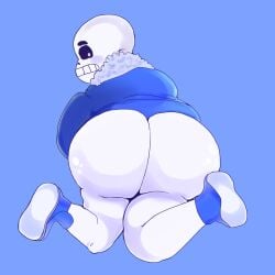 ass big_ass big_butt blush bottomless bubble_ass bubble_butt embarrassed embarrassed_nude_exposure embarrassed_nude_male fat_ass femboy looking_back male_only monster mriii4327 plump_ass sans skeleton undertale undertale_(series)