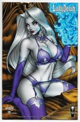 big_breasts death dominant_female honeymoon jose_varese lady_death red_lips sanju_nivangune white_eyes white_hair