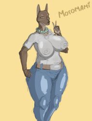 anthro breasts canine lerma_dogesa motomami necklace oc sketch thick_thighs