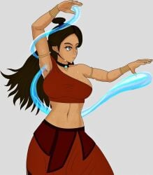 1girls abs avatar_the_last_airbender blue_eyes bracelet breasts choker cleavage clothing dark_skin female fire_nation_clothing huge_breasts inuit jewelry katara large_breasts mausartist plain_background sexy_armpits straight_hair sweat sweatdrop sweating sweaty_breasts water water_tribe waterbending