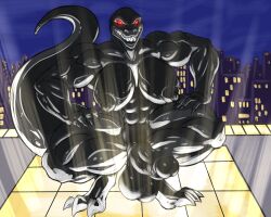 2021 anthro black_skin commission dinosaur edit furry futa_only futanari glowing_eyes goo_creature muscular_futa original_character red_eyes rule_63 slime_monster tarpit_(hungothenomster) third-party_edit tyrannosaurus_rex zerbebuth