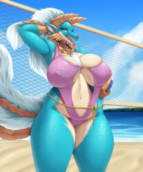 2022 big_breasts breasts capcom fanged_wyvern female mleonheart monster_hunter monster_hunter_portable_3rd tagme thick_thighs zinogre