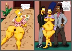 1girls 3boys anal bart_simpson belly belly_inflation big_ass big_belly big_breasts buttplug bynshy carl_carlson chubby chubby_female dark-skinned_male enema female femboy incest lenny_leonard male marge_simpson sex_toy sissy the_simpsons