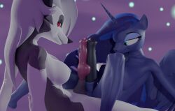 3d alicorn animal_genitalia animal_penis anthro anthrofied athletic_futanari black_nose blue_body blue_hair blue_skin breasts canid canid_demon canine_penis crossover demon duo equid equine equine_penis eyelashes friendship_is_magic frottage fur furry futa_on_futa futanari genitals grey_body grey_fur half-closed_eyes hasbro hellhound helluva_boss highres horn knot loona_(helluva_boss) mammal my_little_pony narrowed_eyes penis princess_luna_(mlp) red_sclera sex shadart smile white_eyes white_fur white_hair wings