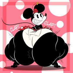 1girls anthro ass ass_clap ass_clapping ass_jiggle big_ass clapping_cheeks crouching disney fat fat_ass female female_only gigantic_ass huge_ass looking_at_viewer looking_back massive_ass mickey_mouse_shorts minnie_mouse mouse mrxrickyx onomatopoeia panties rodent skirt solo squatting thick_thighs tiptoes twerking what wide_hips