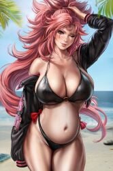 1girls absurd_res absurdres amputee arm_up baiken bare_shoulders bare_skin bare_thighs beach belly big_belly big_breasts bikini bikini_bottom bikini_top black_bikini black_bikini_bottom black_bikini_top black_bra black_clothes black_clothing black_jacket black_panties black_underwear bra breasts busty child_bearing_hips cleavage clothed clothed_female clothing dandon_fuga female female_focus female_only fit fit_female forehead_mark front_view guilty_gear guilty_gear_strive guilty_gear_xrd hand_on_head hand_on_own_head high_resolution highres hips huge_breasts jacket large_belly large_breasts large_filesize light-skinned_female light_skin long_hair looking_at_viewer massive_breasts mature_female missing_arm navel palm_tree pink_hair ponytail pregnant pregnant_belly pregnant_female red_eyes round_belly sand smile solo solo_female solo_focus standing summer thick_thighs thighs tropical very_high_resolution very_long_hair