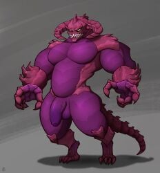 1boy absurd_res anthro balls cho'gath flaccid genitals half-erect hi_res humanoid league_of_legends male male_only monster muscular muscular_male pecs penis riot_games solo vein veiny_penis video_games voidborn voxel_voidd