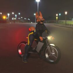 1girls 3d animated anthro bambookat bodysuit diane_foxington female female_only fur furry large_ass motorcycle mp4 no_sound solo solo_female thick_thighs turntable_(animation) video