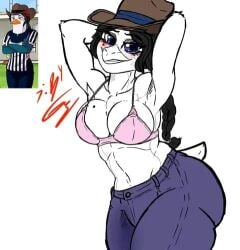 1girls armpits big_ass big_breasts big_butt big_hips braided_hair breasts cf_monterrey female female_only flush flushed genderswap liga_mx meme naked_shirt penguin pingu_(ubaldo_mx) pink_bra ponytail rule_63 solo ubaldo_mx