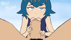 animated big_penis blowjob blue_background blue_hair closed_eyes clothed deepthroat fellatio headband headwear human lana_(pokemon) large_penis male/female mp4 no_sound penis pokemon pokemon_sm pubic_hair reo_beloz short_playtime tagme video