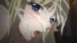 animated blonde_hair blue_eyes blush bukkake cum cum_on_face cum_on_hair elf elf_hime_nina facial female male_human/female_elf nina_asuraato_uinviria open_mouth pointy_ears tear tongue