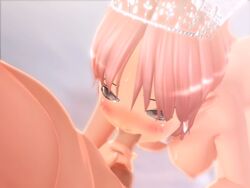 3d animated animated blush bouncing_breasts breasts bride censored fellatio animated nipples oral penis pink_hair rabu_rabu_wedingu! short_hair