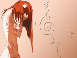 1girls elfen_lied female female_only horns lucy_(elfen_lied) nude solo tagme