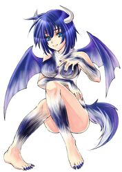 blue_hair horns kairi_(artist) mint monster_farm monster_girl solo tagme wings