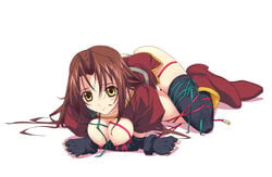 bondage breasts eclair_(kiddy_grade) female_only kiddy_grade murakami_suigun nipples ribbons solo white_background