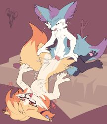 animal_penis anthro_on_anthro braixen closed_eyes duo eyewear female female_penetrated fur furry furry_only glasses heart hi_res male male/female male_penetrating male_penetrating_female nintendo penetration penis pokémon_(species) pokemon pokemon_(species) pussy quinto tail video_games