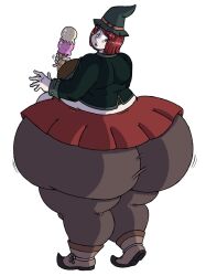 ass_expansion bubble_butt danganronpa danganronpa_v3 fat_ass fiztheancient huge_ass hyper_ass ice_cream massive_ass massive_breasts morbidly_obese morbidly_obese_female red_hair shocked straight_hair tight_clothing witch witch_hat yumeno_himiko