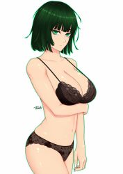 1girls arm_grab ass ass big_breasts black_lingerie bra cleavage clothed clothing cute eye_contact female female_focus female_only front_view fubuki_(one-punch_man) green_eyes green_hair hips large_breasts light-skinned_female light_skin lingerie looking_at_viewer medium_hair one-punch_man panties short_hair side_view solo solo_female solo_focus thick_thighs thighs tight_clothing tsuki_riven underwear