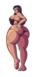 bbumbbum big_ass big_breasts big_butt big_thighs blue_eyes bra dark-skinned_female dark_skin grabbing_own_ass hand_on_ass long_hair looking_back original panties plump thick thick_ass thick_thighs