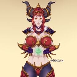 alexstrasza armor dragon draw drawing fanart female female_only ginger ginger_hair horns milf monster_girl nihilishn queen red_hair warcraft wordofwarcraft world_of_warcraft