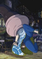 1girls 2022 absorption absorption_vore big_legs big_tail big_thighs bracelet bracelets cell_(dragon_ball) chun-li city city_background crossover dragon_ball dragon_ball_z female forced forced_vore huge_legs huge_tail huge_thighs kicking leg_up legs legs_apart legs_up muscular_female night orange_tail red_nail_polish red_nails skin_tight street_fighter street_fighter_6 tail tail_bondage tail_bulge tail_grab tail_vore thick_thighs thighs tight_clothing vore white_skin yugerov