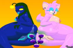 2022 2girls alien alien_girl alien_humanoid anal anal_beads anal_insertion antennae antennae_(anatomy) anus ariel_(batboyexe) ass ass_cleavage_tanline bat batboyexe bessi_the_bat big_ass big_breasts big_butt blue_skin breasts donut_anus female furry huge_ass huge_butt mermaid mobian_(species) nipples pink_fur puffy_anus puffy_nipples sex_toy shared_object_insertion tagme tanline wings