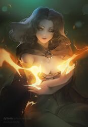 1girls big_breasts cleavage covering_breasts cupping_breasts elden_ring female female_only fromsoftware kardie light-skinned_female looking_at_viewer melina_(elden_ring) painting_(artwork) solo