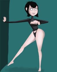 black_hair black_panties eyeshadow fangs female gl33zy hotel_transylvania large_breasts mavis_dracula short_hair solo vampire