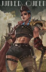 1girls 2d abs female female_only junker_queen mole mole_on_stomach monorirogue muscular no_nude overwatch overwatch_2 piercing solo solo_female wastelander_junker_queen