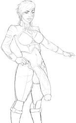 1futa balls big_balls big_breasts breasts clothed clothing futa_only futanari half-erect huge_cock human league_of_legends monochrome mostly_clothed penis riot_games sketch solo standing tagme tattoo valmut vi