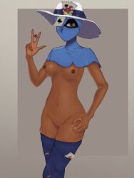 brawl_stars cowboy_hat female_only hat hijab misfortune_tara nude tara_(brawl_stars) zhuchkansfw