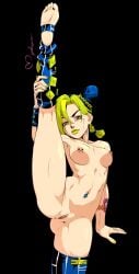 1girls absurdres arm_tattoo armpits barefoot belly_button_piercing black_background braid breasts feet female green_eyes green_hair green_lips green_nails highres human innie_belly_button jojo's_bizarre_adventure jolyne_kujo light-skinned_female light_skin long_hair multicolored_hair myahogao nail_polish navel navel_piercing nipple_bar nipple_piercing nude one_leg_up piercing punk_girl pussy sexy_armpits shounen_jump signature soles split standing standing_on_one_leg standing_split stirrup_legwear stone_ocean tattoo thighs toeless_legwear toes uncensored