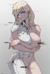 1girls android blonde_hair breasts censored curvy large_breasts long_hair looking_at_viewer nude robot solo takefu_jiin takehuxi