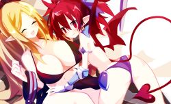 2girls alternate_version_available ass bikini bikini_bottom bikini_top blush breasts cleric_(disgaea) demon demon_girl demon_tail demon_wings disgaea disgaea_rpg embarrassed etna large_breasts multiple_girls nagisa_(disgaea) nanozenzen nippon_ichi_software saint_etna small_breasts