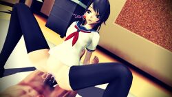 3d 3d_(artwork) asian asian_female ayano_aishi big_breasts black_eyes black_hair blush cowgirl_position cum cum_in_pussy cum_inside dark-skinned_male half-dressed japanese moan moaning moaning_in_pleasure pale-skinned_female school_uniform schoolgirl seifuku sex sigh sighing straight sweetchan5676 teenager thighhighs unseen_male_face vaginal_penetration yandere_simulator