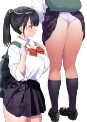 ass big_breasts breasts female kaisen_chuui loafers pantyshot pantyshot_(standing) school_uniform schoolgirl skirt skirt_caught_on_object skirt_lift tagme