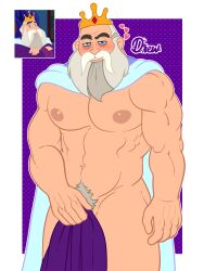 bara bara_tiddies bara_tits barazoku beard covering_crotch daddy dilf drawn_together flustered male male_only muscles muscular muscular_male pubes randrewcv the_king_(drawn_together)